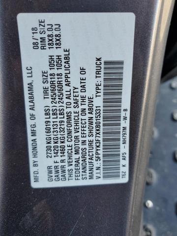 5FPYK3F7XKB015331 - 2019 HONDA RIDGELINE RTL Boz foto 12