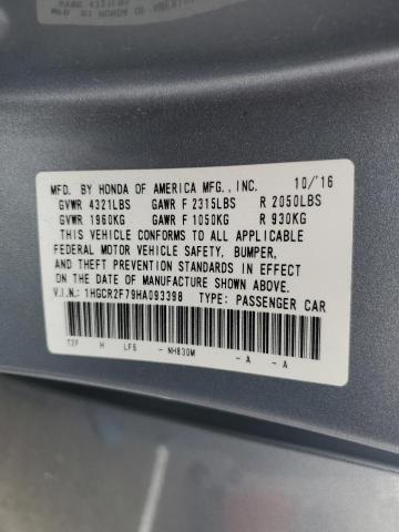 1HGCR2F79HA093398 - 2017 HONDA ACCORD EX GRAY photo 13