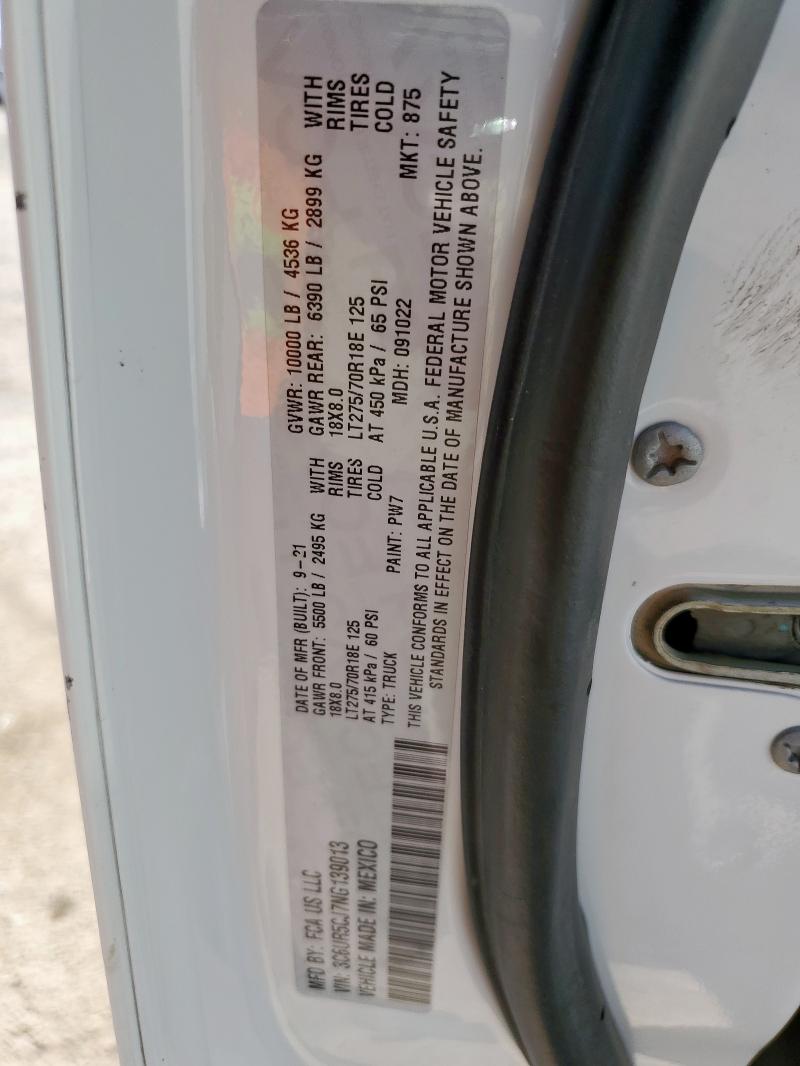 3C6UR5CJ7NG139013 - 2022 RAM 2500 TRADESMAN WHITE photo 10