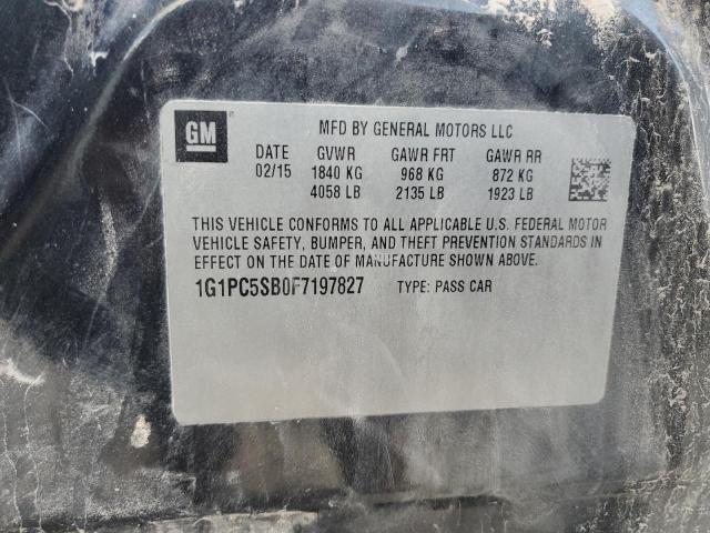 1G1PC5SB0F7197827 - 2015 CHEVROLET CRUZE LT CHARCOAL photo 12