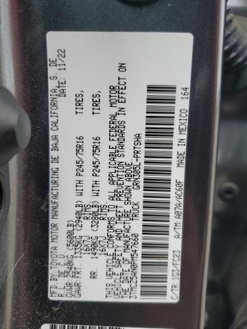 3TMCZ5AN0PM547660 - 2023 TOYOTA TACOMA DOUBLE CAB ნაცრისფერი ფოტო 12