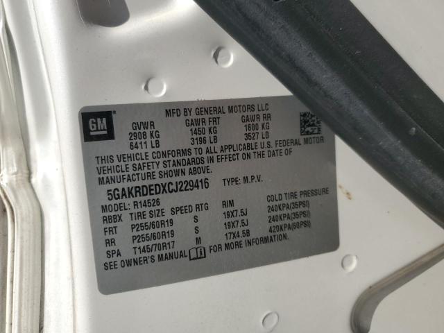 5GAKRDEDXCJ229416 - 2012 BUICK ENCLAVE WHITE photo 13