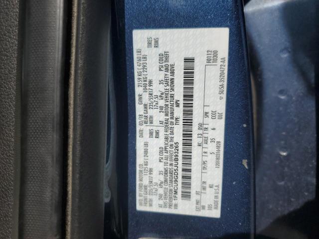 1FMCU9GD5JUB93265 - 2018 FORD ESCAPE SE ლურჯი ფოტო 13