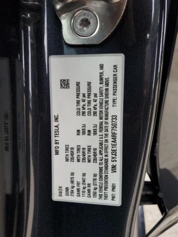 5YJ3E1EA4RF750733 - 2024 TESLA MODEL 3 GRAY photo 12