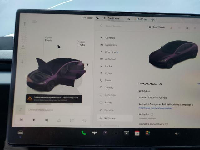 5YJ3E1EA4RF750733 - 2024 TESLA MODEL 3 GRAY photo 9