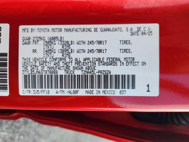 3TYLB5JN6ST078088 - 2025 TOYOTA TACOMA DOUBLE CAB 红色 照片 12
