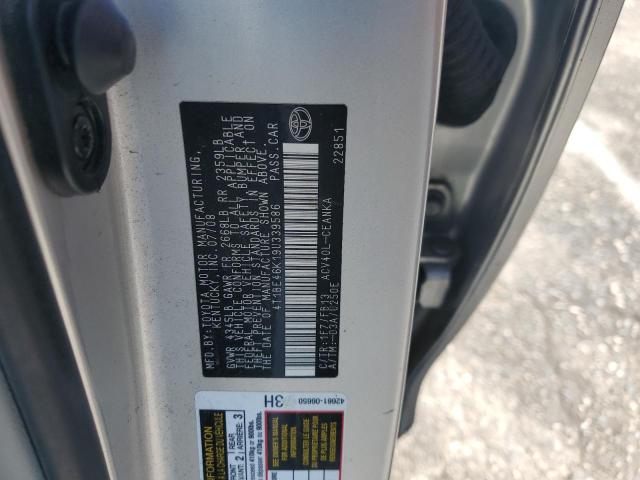 4T1BE46K19U339586 - 2009 TOYOTA CAMRY BASE SILVER photo 12