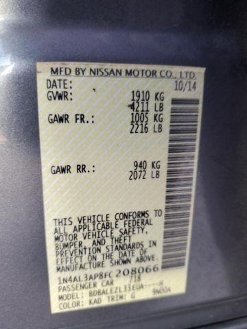 1N4AL3AP8FC208066 - 2015 NISSAN ALTIMA 2.5 灰色 照片 12