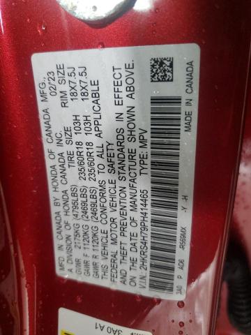 2HKRS4H79PH414465 - 2023 HONDA CR-V EXL RED photo 13