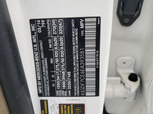 4JGDF7CE6EA393581 - 2014 MERCEDES-BENZ GL 450 4MATIC WHITE photo 13