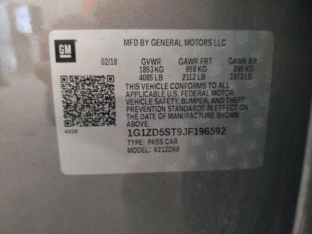 1G1ZD5ST9JF196592 - 2018 CHEVROLET MALIBU LT SILVER photo 12