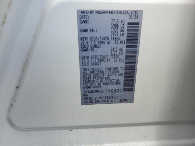 5N1AR2MM5EC710421 - 2014 NISSAN PATHFINDER S أبيض صورة 13