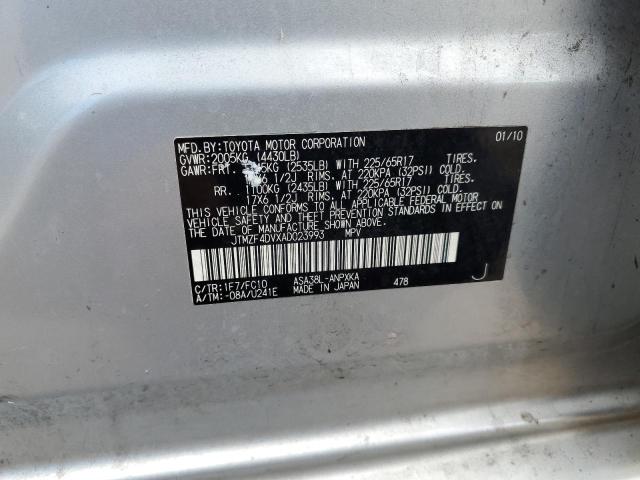 JTMZF4DVXAD023993 - 2010 TOYOTA RAV4 SILVER photo 13