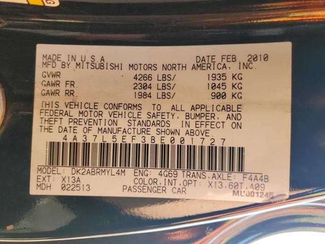 4A37L5EF3BE001727 - 2011 MITSUBISHI ECLIPSE SPYDER GS 黑色 照片 12