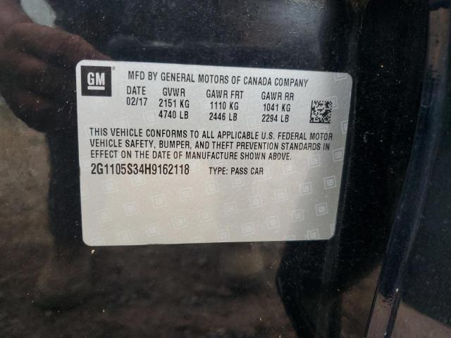 2G1105S34H9162118 - 2017 CHEVROLET IMPALA LT 黑色 照片 12