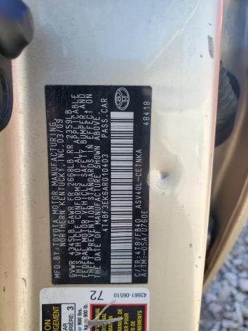 4T4BF3EK6AR010403 - 2010 TOYOTA CAMRY BASE Marrón foto 12