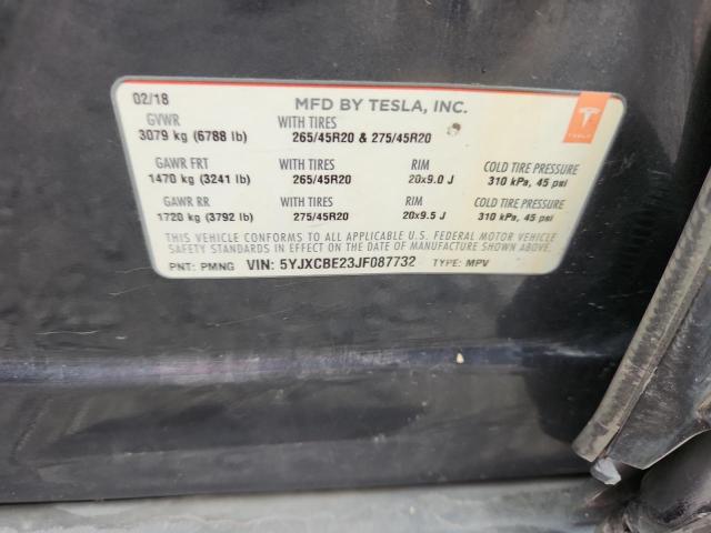 5YJXCBE23JF087732 - 2018 TESLA MODEL X Grau Foto 12