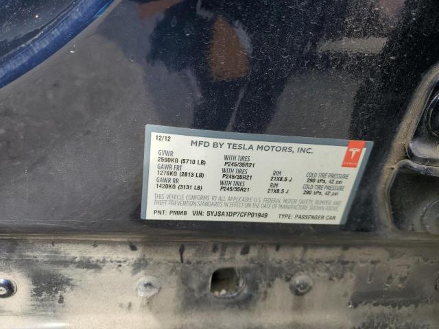 5YJSA1DP7CFP01949 - 2012 TESLA MODEL S Bleu photo 14