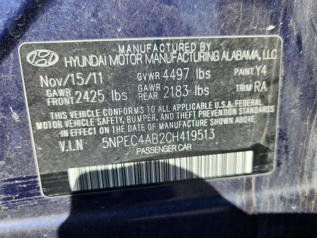 5NPEC4AB2CH419513 - 2012 HYUNDAI SONATA SE أرجواني صورة 12