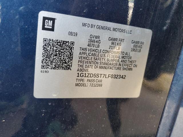 1G1ZD5ST7LF032342 - 2020 CHEVROLET MALIBU LT BLUE photo 12