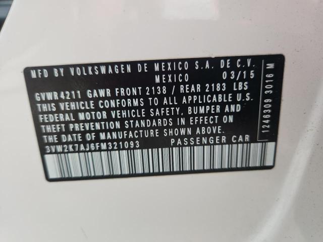 3VW2K7AJ6FM321093 - 2015 VOLKSWAGEN JETTA BASE GRAY photo 12