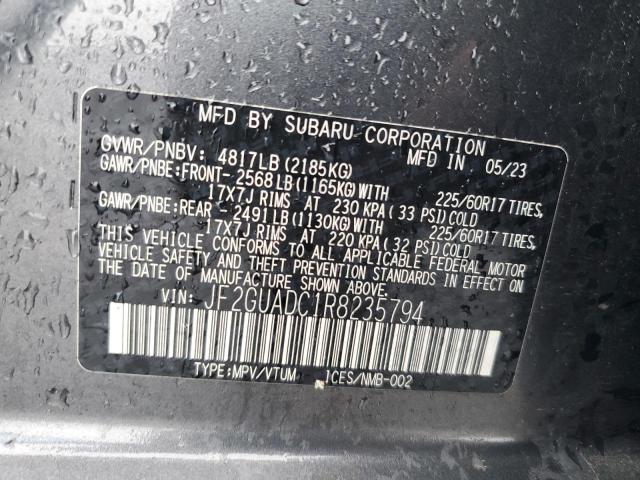 JF2GUADC1R8235794 - 2024 SUBARU CROSSTREK PREMIUM GRAY photo 13