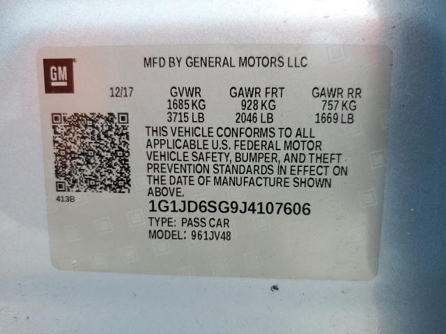 1G1JD6SG9J4107606 - 2018 CHEVROLET SONIC LT 银色 照片 12