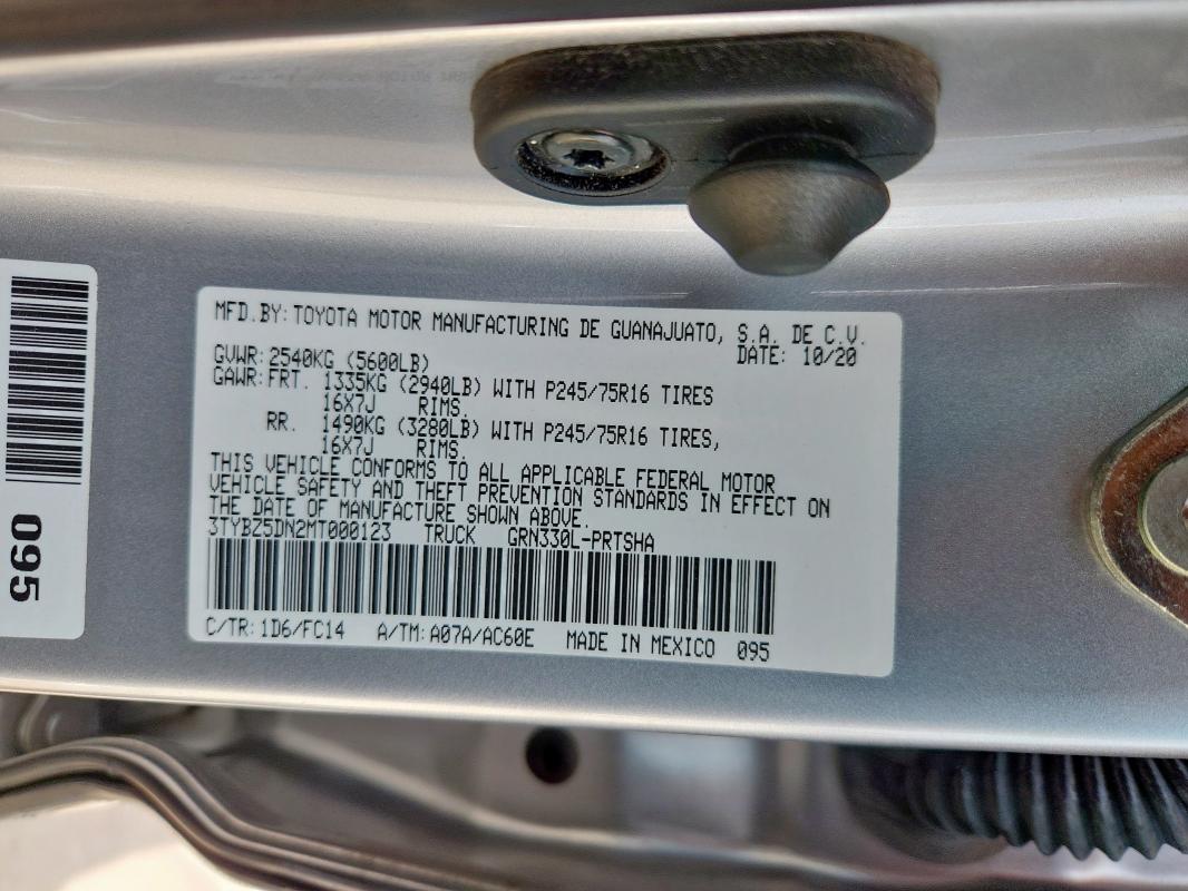 3TYBZ5DN2MT000123 - 2021 TOYOTA TACOMA DOUBLE CAB SILVER photo 12