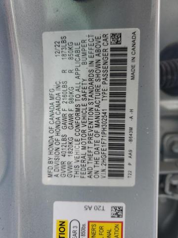 2HGFE1F71PH302541 - 2023 HONDA CIVIC EX Көк фото 12