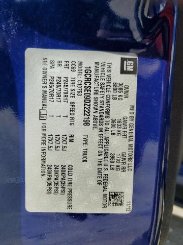 1GCRCSE09DZ222198 - 2013 CHEVROLET SILVERADO C1500 LT ლურჯი ფოტო 12