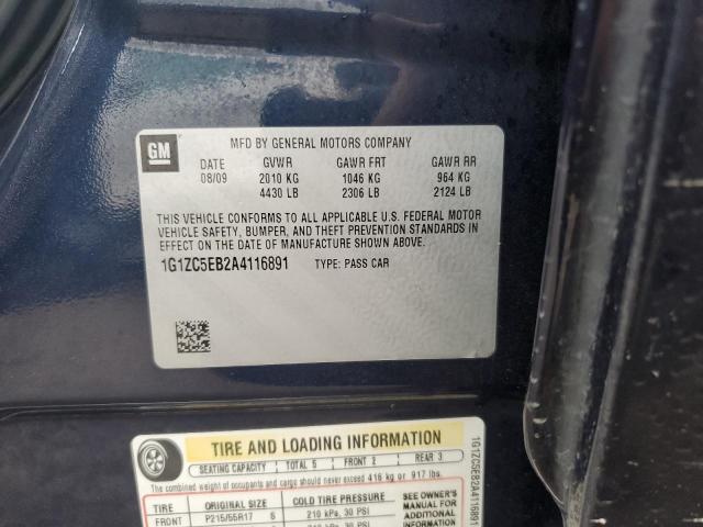 1G1ZC5EB2A4116891 - 2010 CHEVROLET MALIBU 1LT Көк фото 12