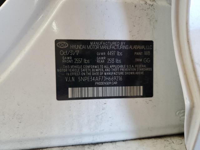 5NPE34AF7JH669216 - 2018 HYUNDAI SONATA SPORT Biały zdjęcie 13