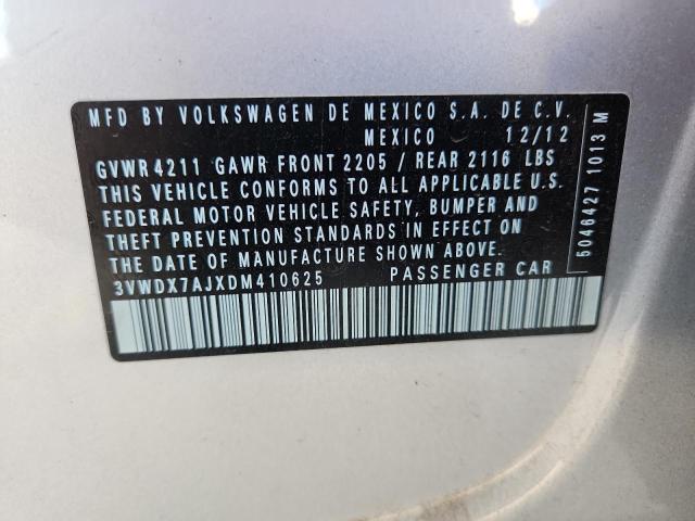3VWDX7AJXDM410625 - 2013 VOLKSWAGEN JETTA SE Argent photo 12