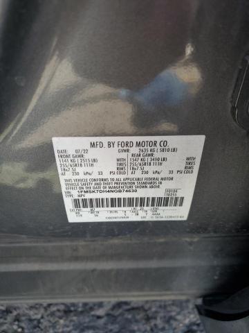 1FMSK7DH4NGB74630 - 2022 FORD EXPLORER XLT CHARCOAL photo 14