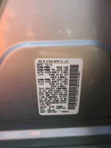 JN8AS5MV4DW126757 - 2013 NISSAN ROGUE S SILVER photo 12