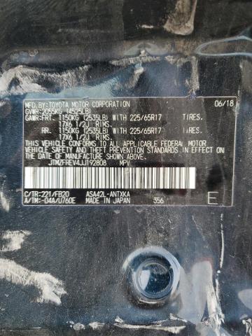 JTMZFREV4JJ192808 - 2018 TOYOTA RAV4 LE Noir photo 12