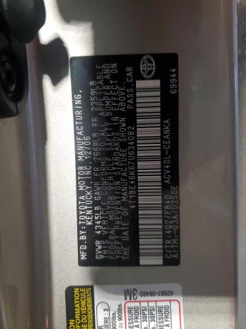 4T1BE46K67U634082 - 2007 TOYOTA CAMRY CE 棕色 照片 12