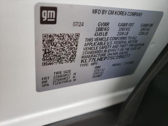 KL77LHEP7SC099277 - 2025 CHEVROLET TRAX 1LT თეთრი ფოტო 12