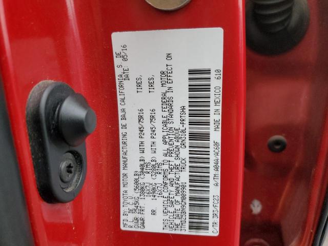 3TMDZ5BN9GM009901 - 2016 TOYOTA TACOMA DOUBLE CAB 红色 照片 12