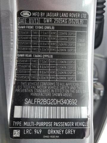 SALFR2BG2DH340692 - 2013 LAND ROVER LR2 HSE GRAY photo 13