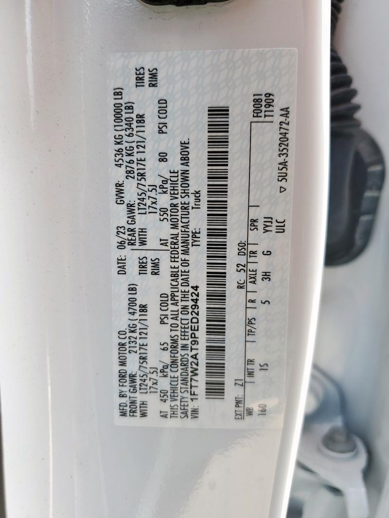 1FT7W2AT9PED29424 - 2023 FORD F250 SUPER DUTY 白色 照片 12