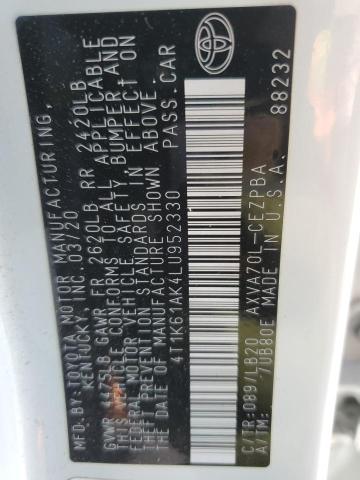 4T1K61AK4LU952330 - 2020 TOYOTA CAMRY XSE WHITE photo 13