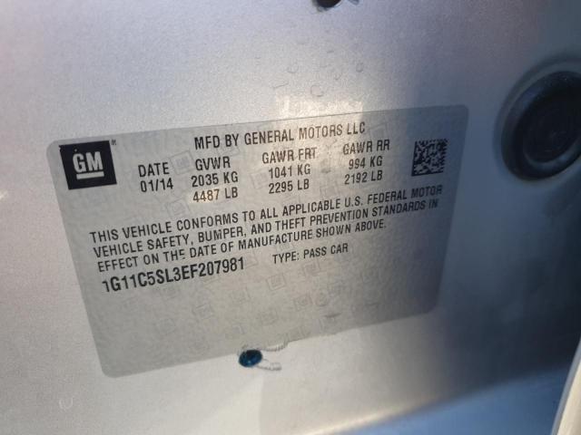 1G11C5SL3EF207981 - 2014 CHEVROLET MALIBU 1LT SILVER photo 12