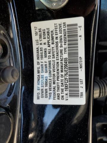 19XFC2F76JE200455 - 2018 HONDA CIVIC EX BLACK photo 12