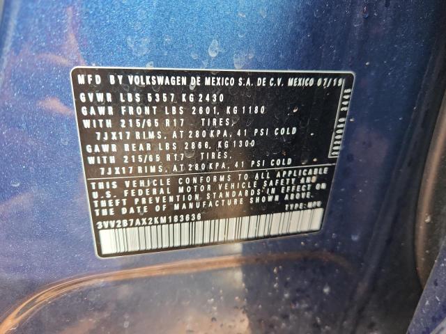 3VV2B7AX2KM183636 - 2019 VOLKSWAGEN TIGUAN SE Azul foto 13