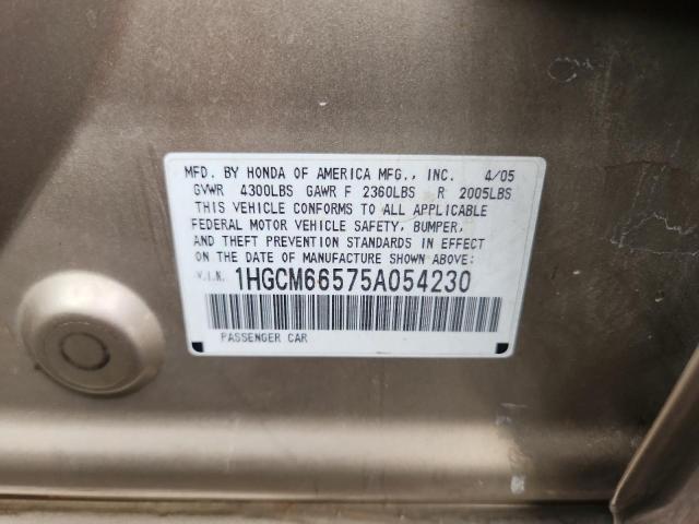 1HGCM66575A054230 - 2005 HONDA ACCORD EX GOLD photo 12