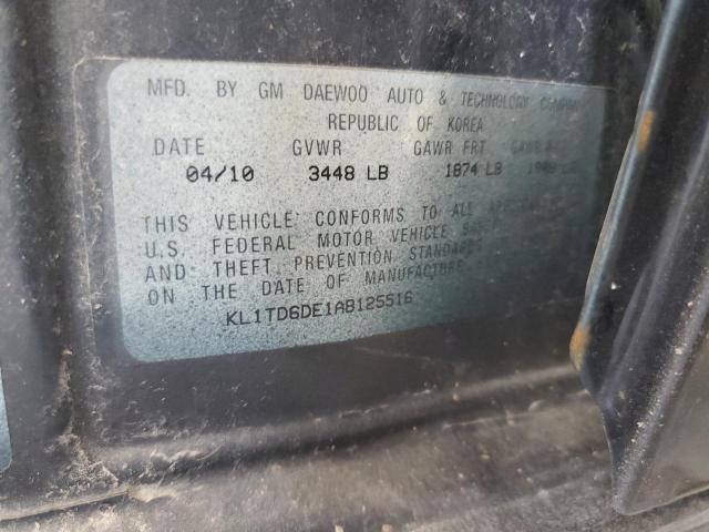 KL1TD6DE1AB125516 - 2010 CHEVROLET AVEO LS 黑色 照片 12