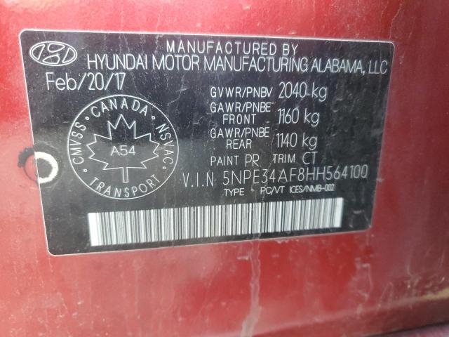 5NPE34AF8HH564100 - 2017 HYUNDAI SONATA SPORT RED photo 12