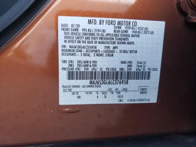 MAJ6S3GL6LC376958 - 2020 FORD ECOSPORT SE Қызғылт сары фото 14