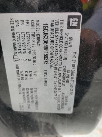 1GCJK33648F159273 - 2008 CHEVROLET SILVERADO K3500 BLACK photo 12